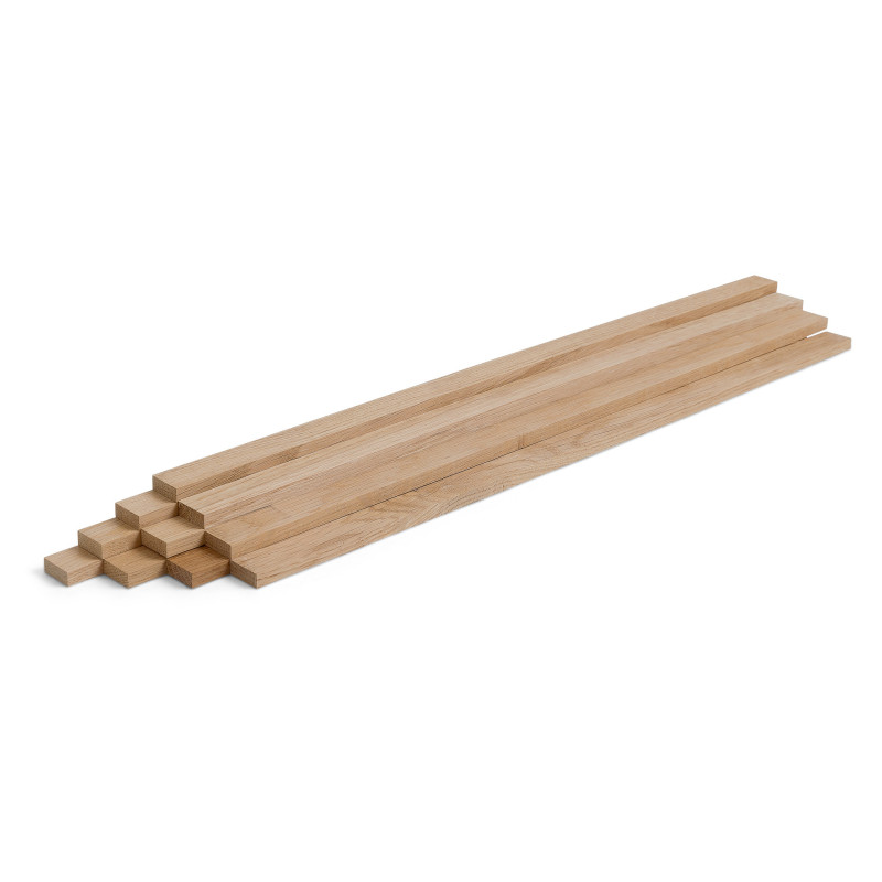 10-piece set of wooden strips - planed oak - 8x20x500mm