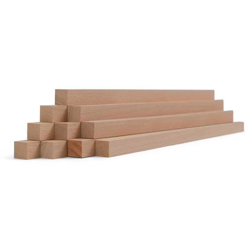 10-piece set of wooden strips - planed beech - 20x20x500mm