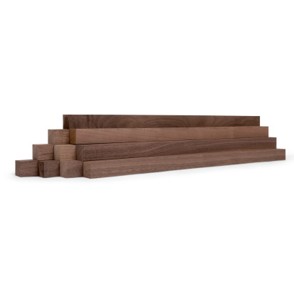 10-piece set of wooden strips - planed walnut - 25x25x500mm