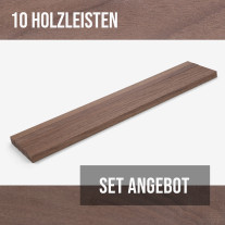 10-piece set of wooden strips - planed walnut - 8x25x500mm