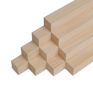 10-piece set of wooden strips - planed ash - 25x25x500mm