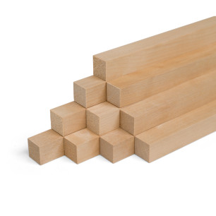 10-piece set of wooden strips - planed birch - 30x30x500mm