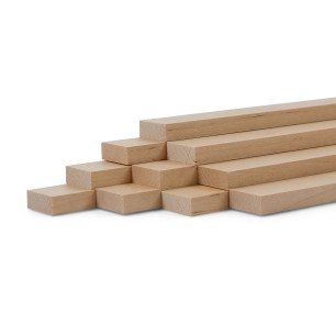 10-piece set of wooden strips - planed birch - 8x20x500mm