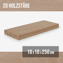 20er-Set Holzstäbe - Eiche gehobelt - 10x10x250mm