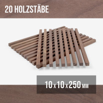 20er-Set Holzstäbe - Nussbaum gehobelt - 10x10x250mm
