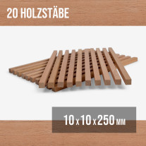 20-piece set of wooden sticks - planed mahogany - 10x10x250mm