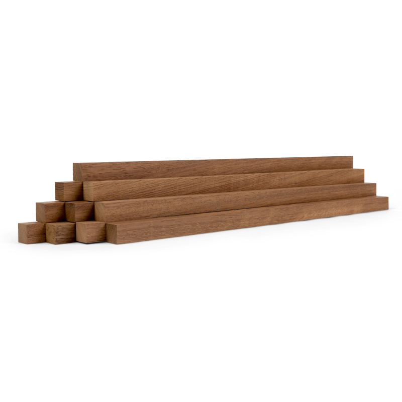 10-piece set of wooden strips - planed teak - 20/20/500mm
