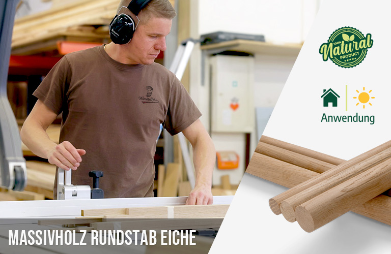 Zuschnittservice Woodsellers - Massivholz Rundstab Eiche