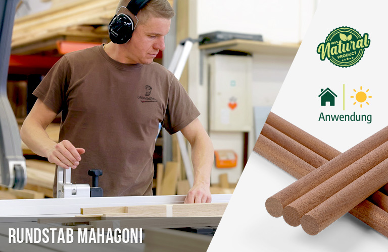 Zuschnittservice Woodsellers - Massivholz Rundstab Mahagoni